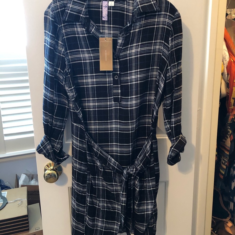 Francesca’s plaid dress with wrap waist